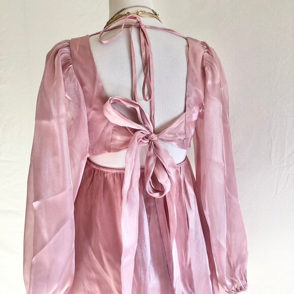 Pink Organza Mini Party Dress - Picture 11 of 13